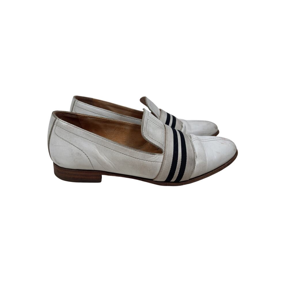 Rag & Bone Amber Loafers Womens 37.5 US 7.5 White Striped Strap Low Heel Leather